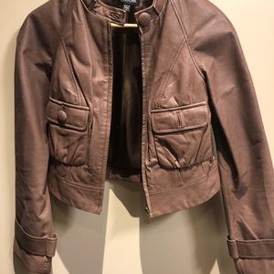 BEBE Brown Leather Short Coat Size Small